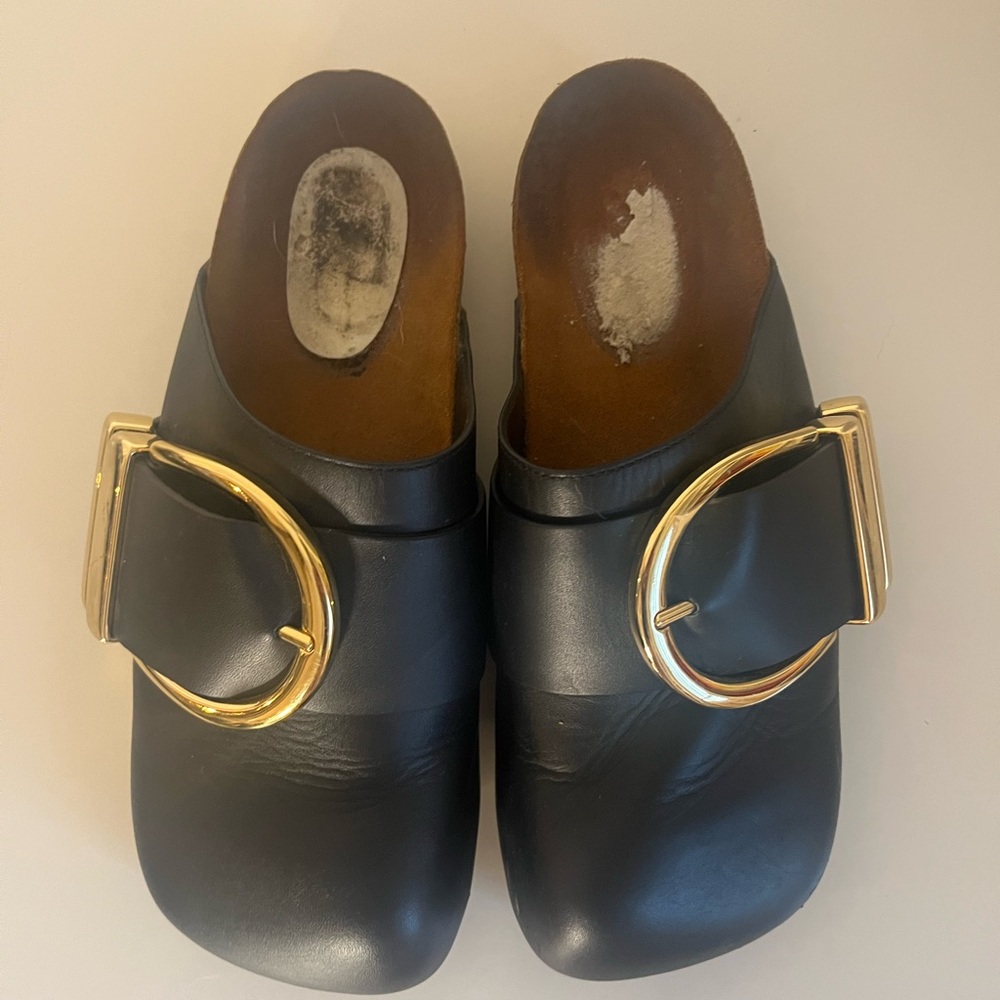 KHAITE Black and Gold Downing Mules 37 7 $1080